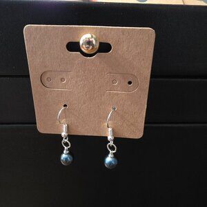 Dark Blue Freshwater Pearl Dangle Earrings